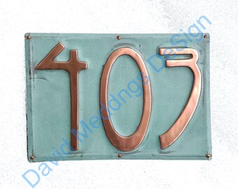Art Nouveau Copper house number Plaque 6"/150mm high other fonts available Shp
