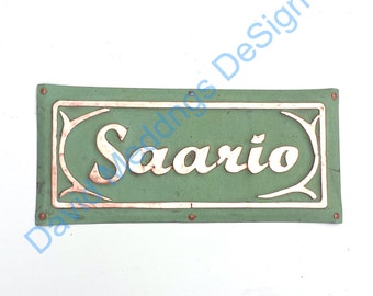 Office sign Beach house hut plaque  in written script letters 2" high art nouveau with embellishment hug