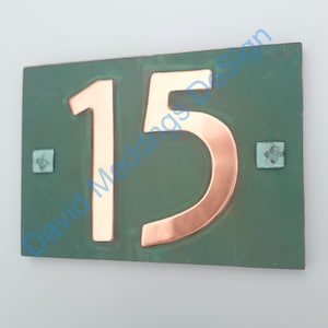 Arts and Crafts Mackintosh Copper house plaque with plywood back 2x nos. 3&quot;/75mm or 4&quot;/100 mm high hg