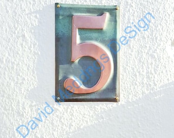 Large traditional Metal house copper number plaque Housewarming Gift - 1x 6"/150mm high Garamond hgs