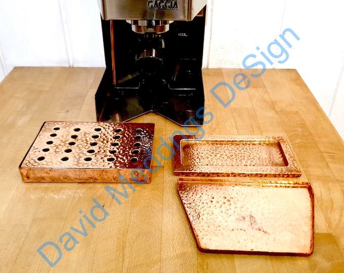 Gaggia Classic accessories - Hammered Copper 2x part tray for cups portafilter plus low profile drip tray coffee machine