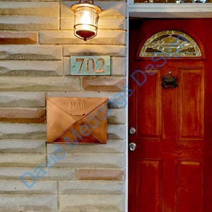 House number plaque in real copper with plywood back 3x nos 3/75mm or 4/100mm in Garamond ships worldwide hgs image 5