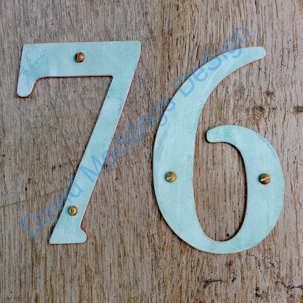 Traditional Copper Numbers, Garamond Font, 3" or 4" High, Polished, brushed or Hammered thpbg