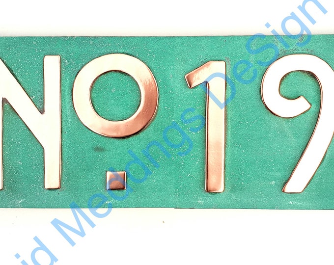 Mission Mackintosh style copper sign with plywood back 3"/75mm or 4"/100mm  No' with your 2x number hgs
