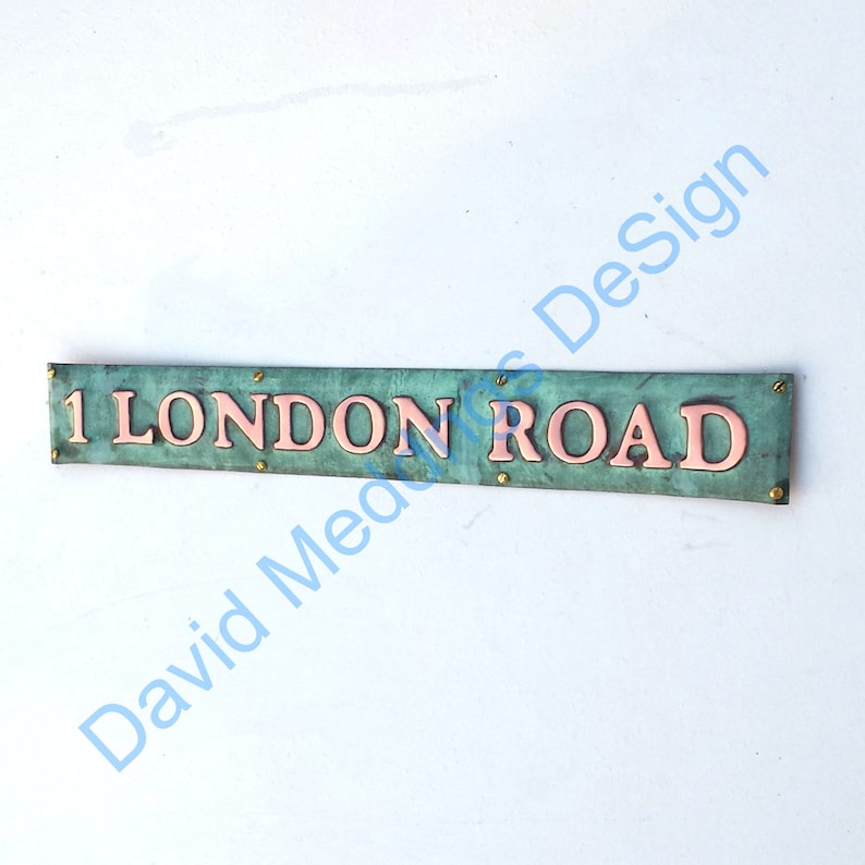 Small copper Mission Mackintosh Gate door name Sign address plaque up to 44 letters of your choice in 1 high hgs image 6