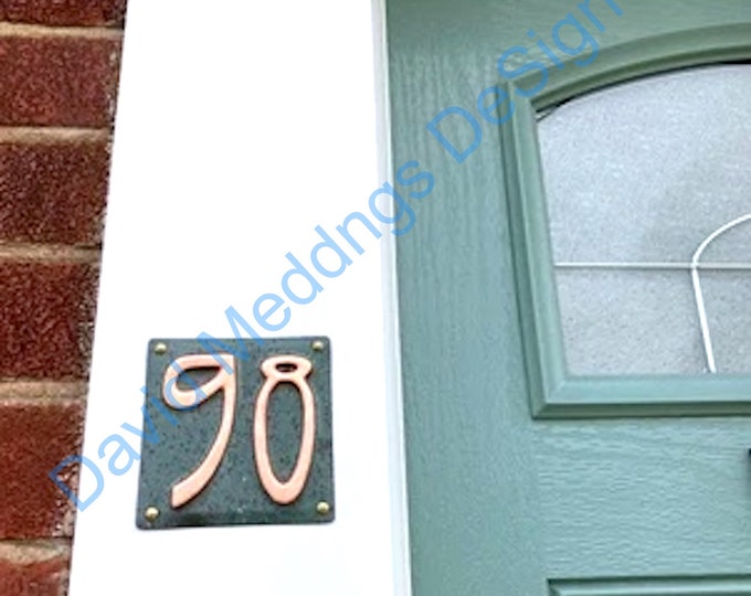 1 - 3x nos. Art Nouveau Copper house number Plaque 6"/150mm high other fonts available hg