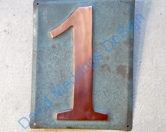 number 1 one IN STOCK Large traditional Metal house copper number plaque Housewarming Gift 6"/150mm high Garamond g