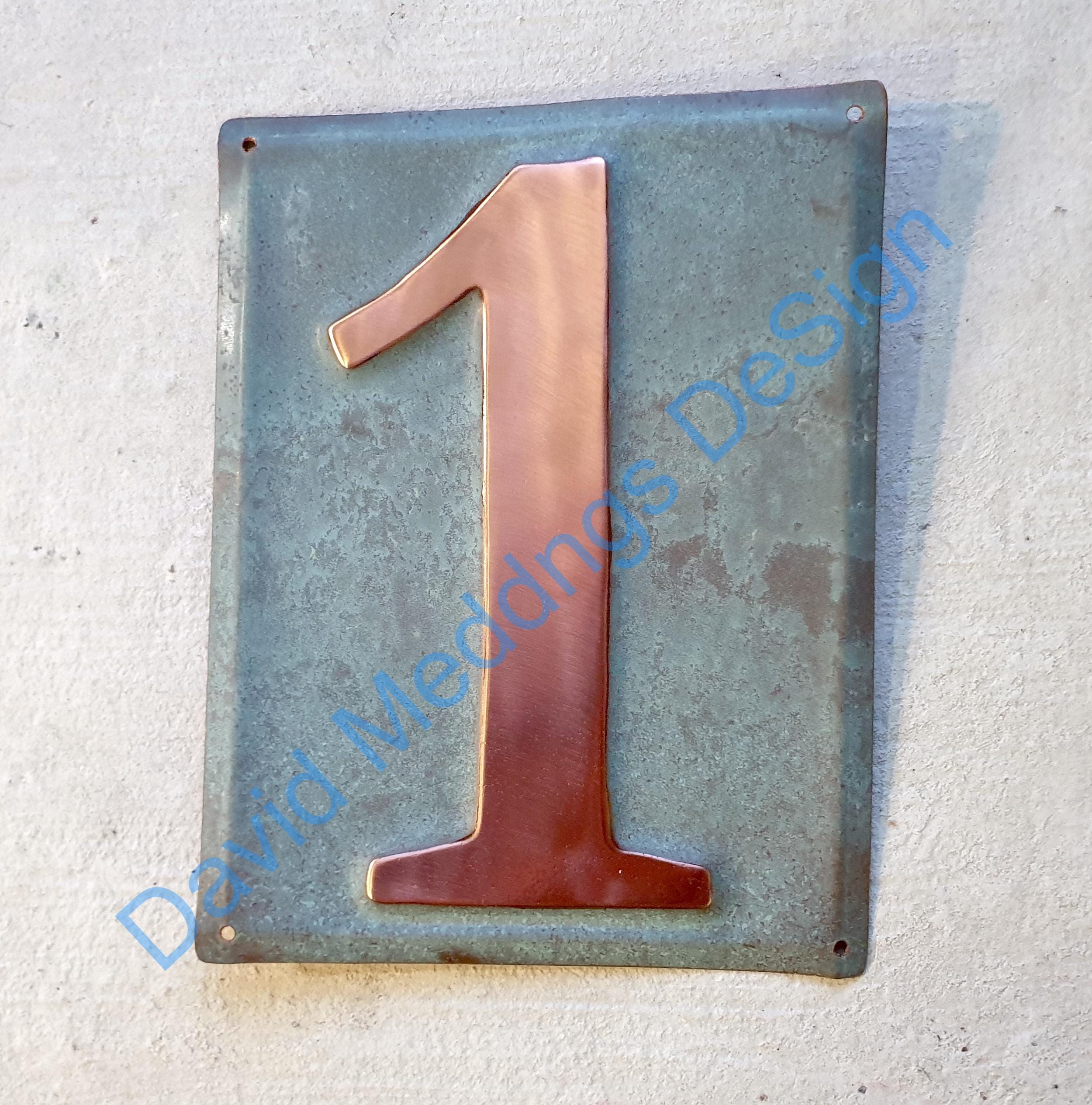 number 1 one IN STOCK Large traditional Metal house copper number plaque Housewarming Gift 6 150mm high Garamond g