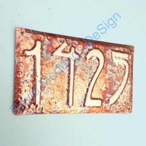 Art Nouveau wall sign metal Copper address Plaque numbers 1 6x nos 3/75mm or 4/100mm high hg image 1