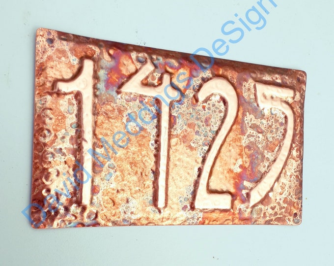 Art Nouveau wall sign metal Copper address Plaque numbers 1 - 6x nos 3"/75mm or 4"/100mm high hg