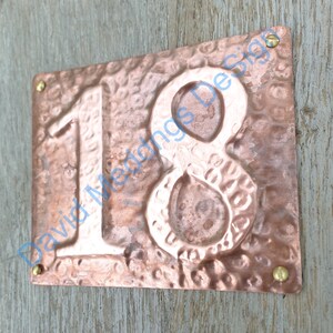 Traditional Arts Crafts green or hammered copper House sign 5x 3/75mm or 4/100mm in high in Garamond hug image 2