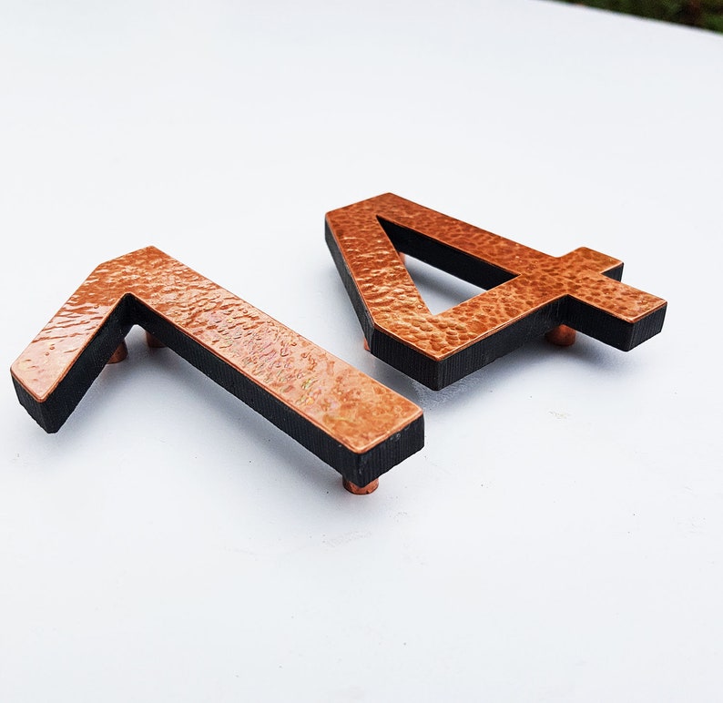 Art Deco Copper House Floating Numbers Green Hammered Etsy UK