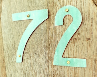 Arts and Crafts style Copper numbers letters polished, hammered, brushed or patinated in 4"/100mm high P22 font tphgbs