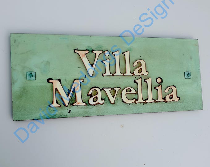 Traditional Copper Sign Plaque 1"/25mm characters in Garamond on one or two lines, plywood backed for easy stucco brick fitting hg