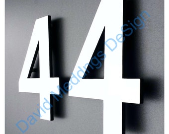 Modern contemporary Coloured House numbers in Antigoni  6"/150mm high standoff floating dS