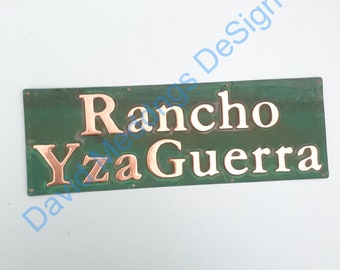 Real Copper address Plaque in metal on one or two lines in 2" Garamond font  hug