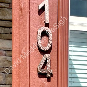 Modern House numbers hammered, brushed or green copper Contemporary floating in 3&quot;/75mm high Antigoni  hg