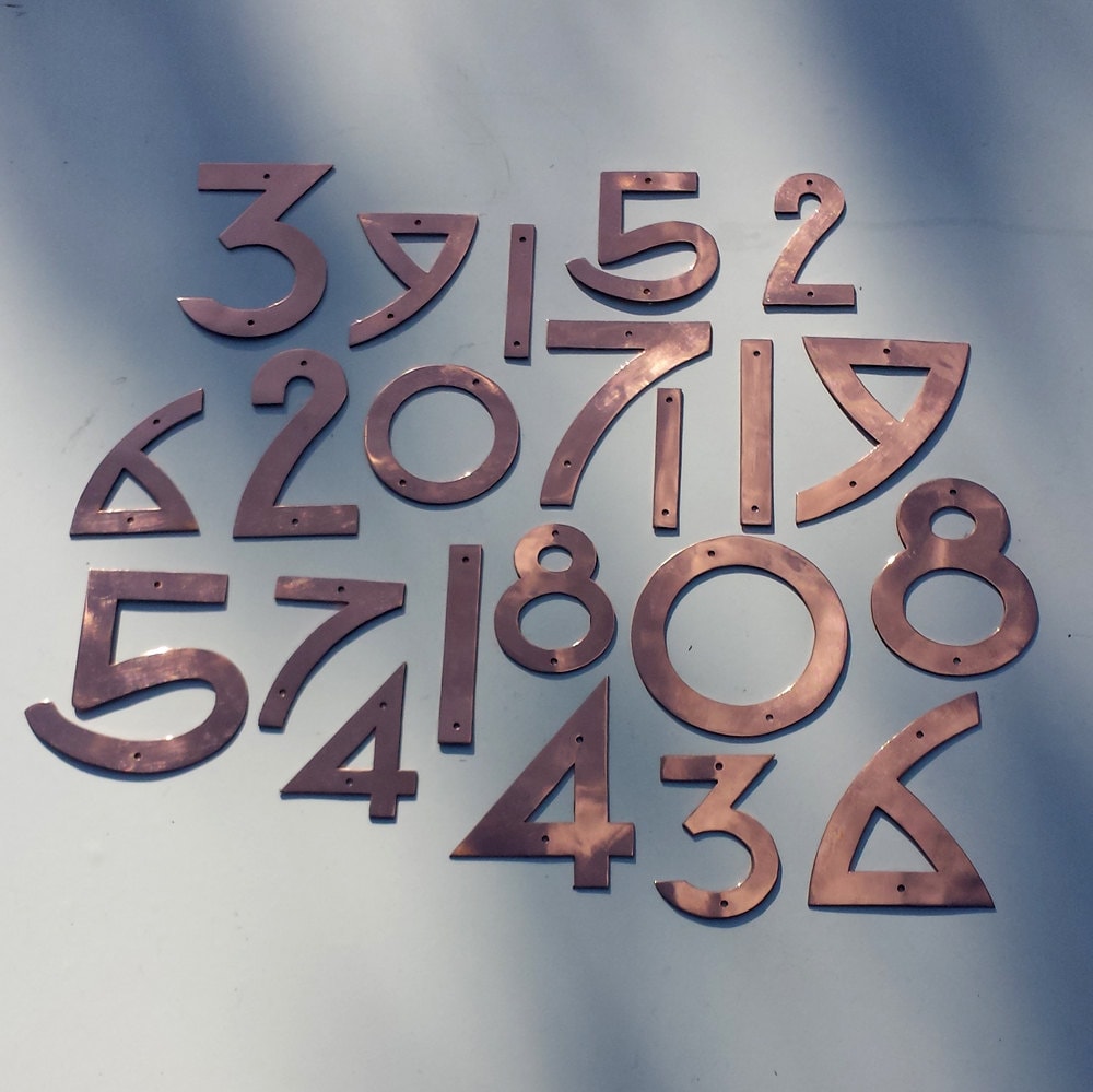 Arts and Crafts style Copper numbers letters polished, hammered or ...