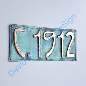 Circa art nouveau date plaque historical sign in Rivanna 4"/100mm high hg