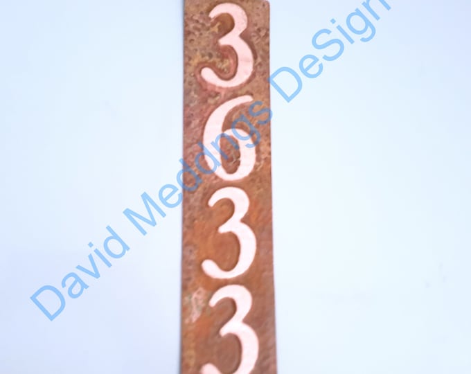 Real Copper address plaque 4x house numbers  in 3"/75mm or 4"/100mm in Garamond hug