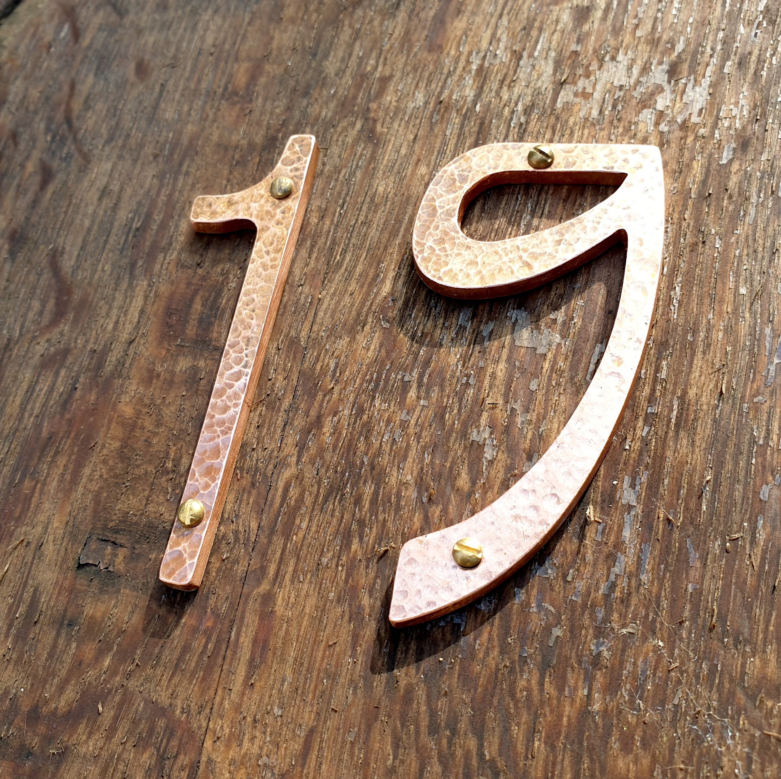 Art Nouveau style Copper numbers polished, hammered or brushed, 3/75mm ...