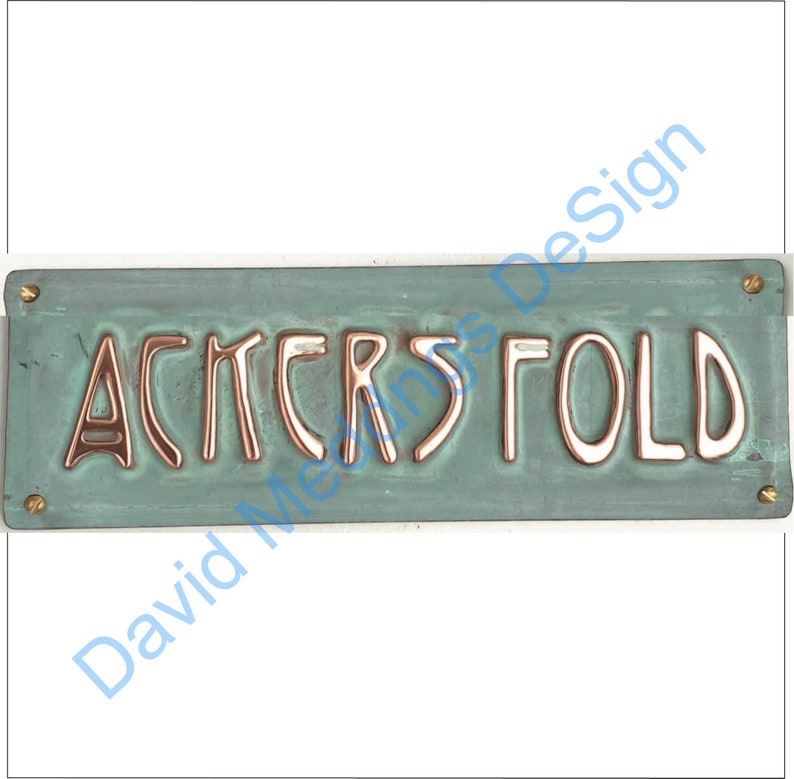 Small copper Mission Mackintosh Gate door name Sign address plaque up to 44 letters of your choice in 1 high hgs image 8