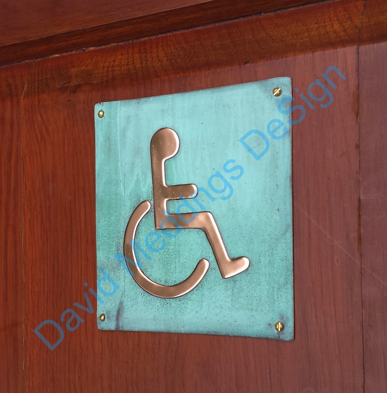 Wheelchair user disabled toilet lavatory sign door Plaque image 1