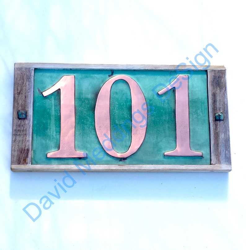 Large Copper House Numbers Plaque With Oak Frame. Post Option Etsy