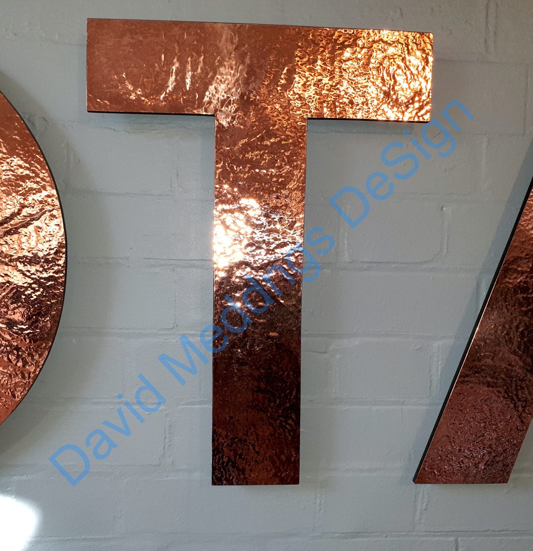 Real Copper Floating Name CAPS and Lower Case Letters 12/300mm High in