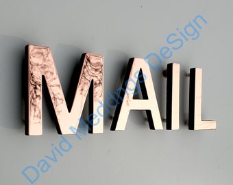 Real Copper floating name letters - 4" high in Antigoni, Polished, brushed,hammered or patinated hgss