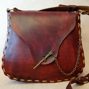 Extra Large Jewel Handmade Brown Leather Crossbody Bag Shoulder Bag Purse Handbag image 1