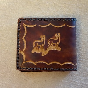 Tooled Brown Leather Kid's Wallet Kid's Billfold - Etsy
