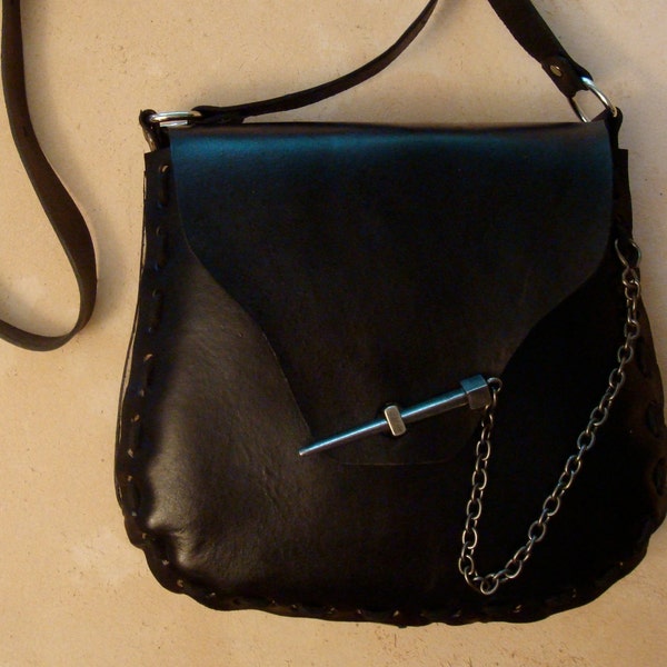 Kim Handmade Black Leather Crossbody Bag - Shoulder Bag - Purse - Handbag