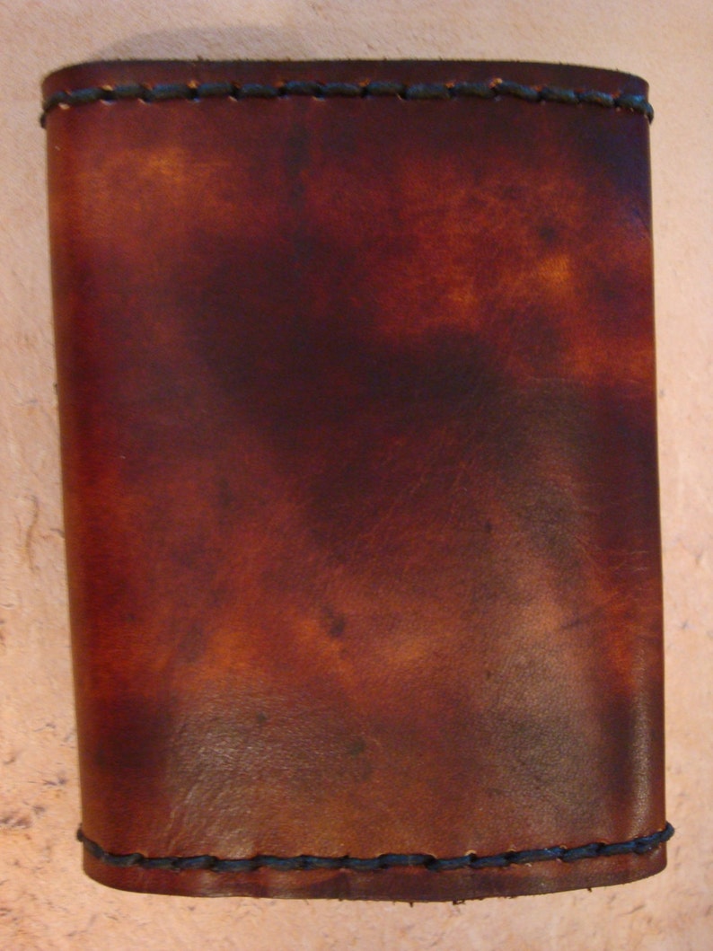 Handmade Brown Leather Trifold Wallet Triplefold Billfold Etsy