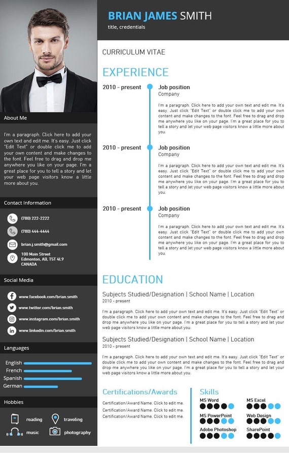 Cv électronique Site Web dune page  Etsy