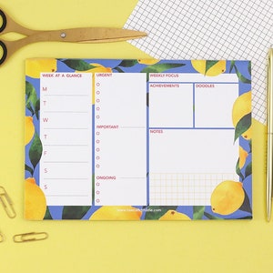 Lemon Weekly Desk Pad Planner | Weekly Planner | Desk Pad Journal