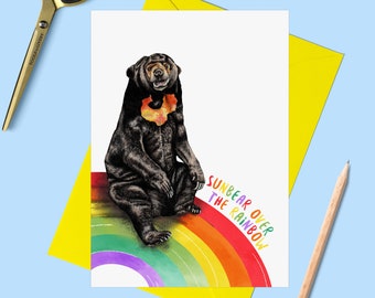 Sun Bear Over the Rainbow Greetings Card
