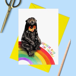 Sun Bear Over the Rainbow Greetings Card