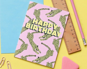 Happy Birthday Leopard Greetings Card