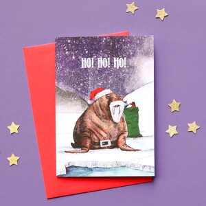 Cartão de Natal Walrus Santa, coleção Winter Wonderland