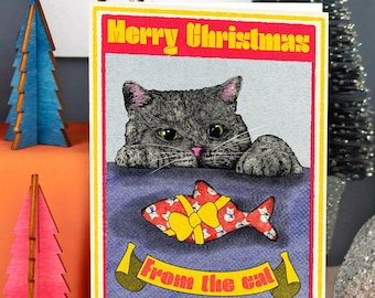 Merry Christmas From The Cat Xmas Card | Cat Parent Christmas Card | Funny Cat Card