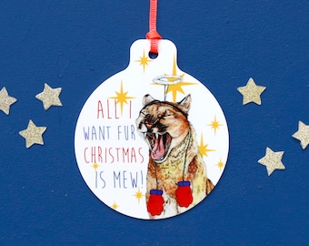 Cougar 'All I Want Fur Christmas' Christmas Tree Decoration