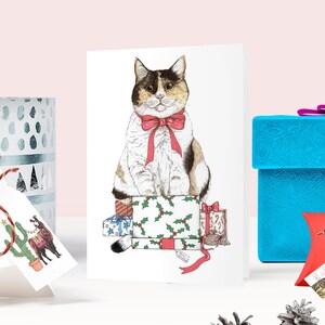 Santa&#39;s Cat Weihnachtskarte, Geschenk für Katzenliebhaber