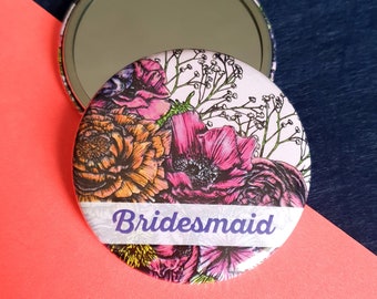 Bridesmaid Floral Pocket Mirror | SALE | Hen Do Favours