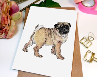 Pug greeting card