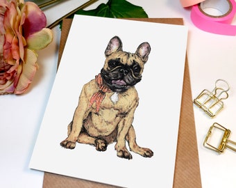 French bulldog greeting card