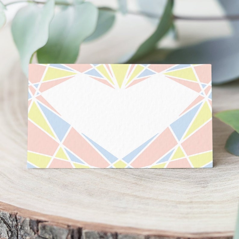 Art deco heart wedding place cards pack 10