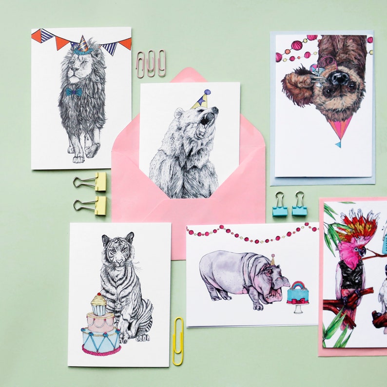 Party Lion Greetings Card // Party Animals image 3