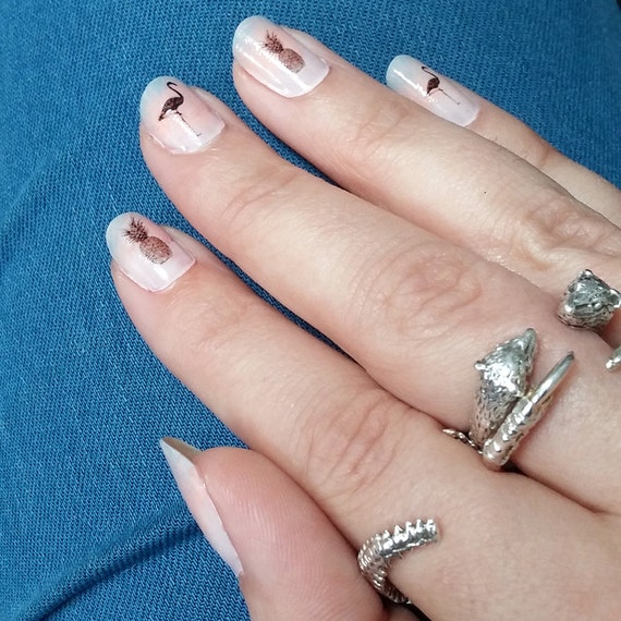 Flamingo And Pineapple Nail Decals Etsy