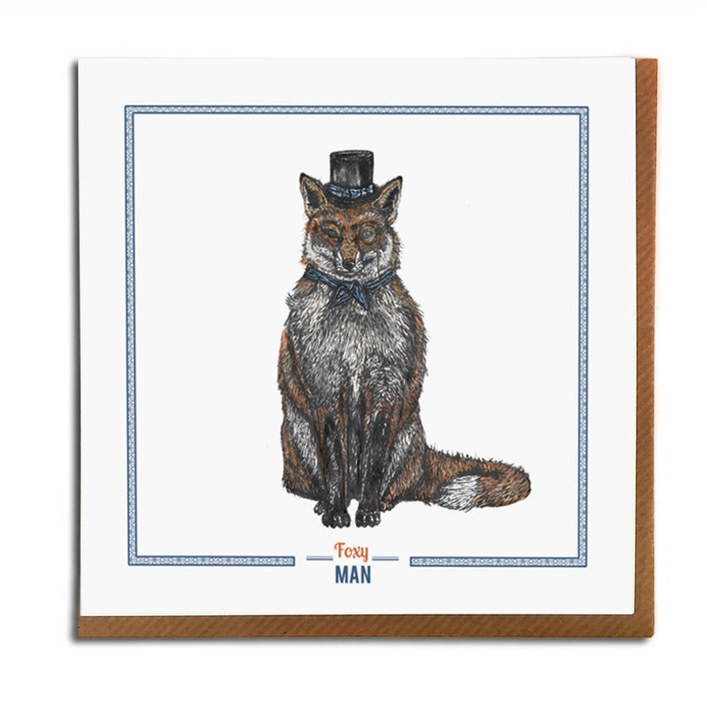 Fox Card Foxy Man Square Greeting Card